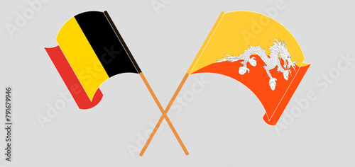 Crossed flags of Belgium and Bhutan. Official colors. Correct proportion photo