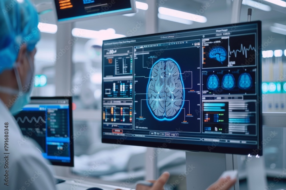Magnetic resonance imaging image analyzed by a doctor, medical diagnostic technology Magnetic resonance imaging image analyzed by a doctor, medical diagnostic technology