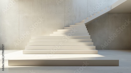 Modern Minimalistic Staircase with Sunlight and Shadows