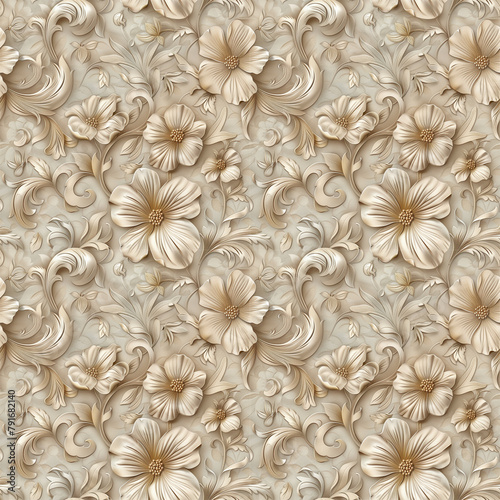 Floral brown color, form natural, seamless fabric pattern.