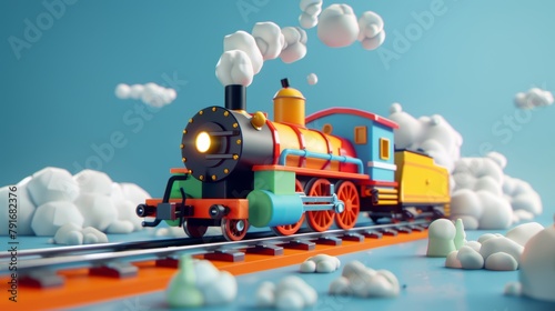 A cute and quirky visualization of a steam locomotive  AI generated illustration