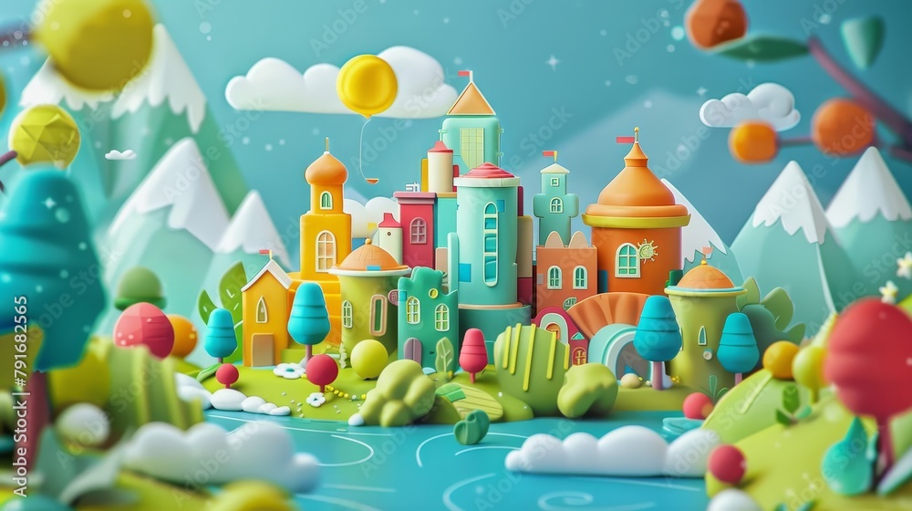 A cute and whimsical art piece for kids education in a 3D style AI generated illustration A cute and whimsical art piece for kids education in a 3D style AI generated illustration