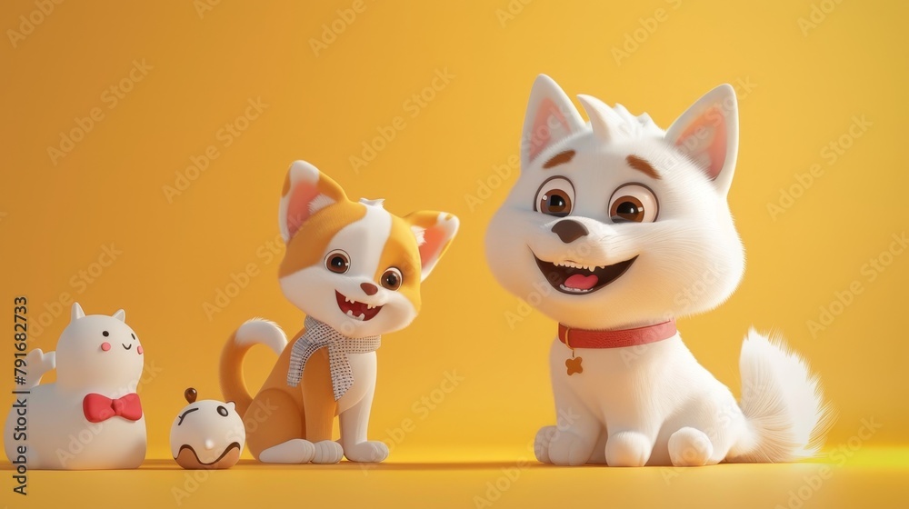 A cute and whimsical representation of a family pet in a 3D render  AI generated illustration