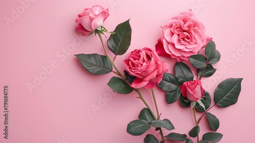 ピンクの背景とバラの花
