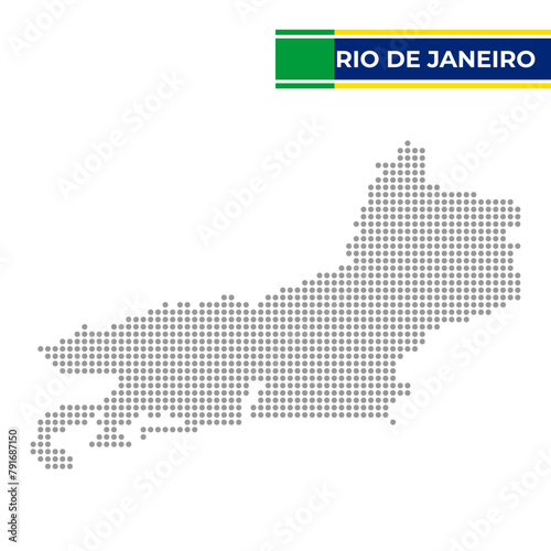 Dotted map of the State of Rio De Janeiro in Brazil