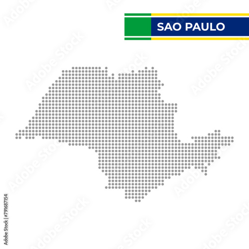 Dotted map of the State of Sao Paulo in Brazil photo