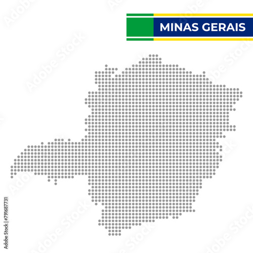 Dotted map of the State of Minas Gerais in Brazil