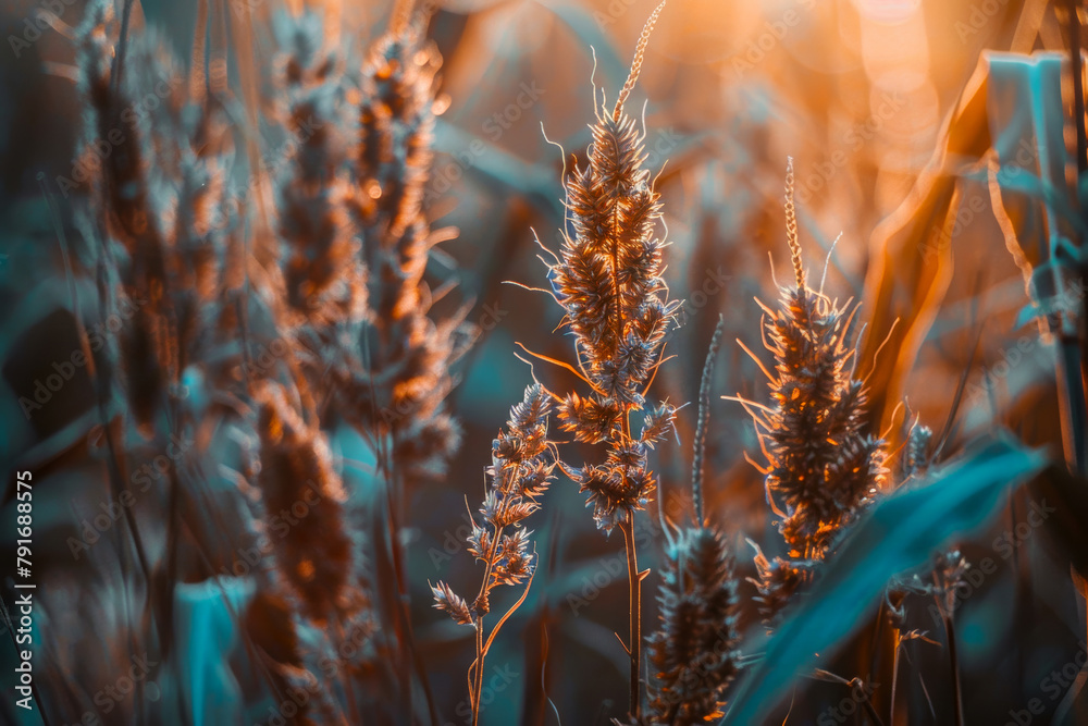 Fototapeta premium Close-up of wheat in golden hour light