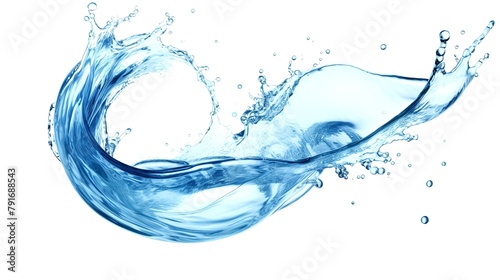 Blue Water Swirl Splash with Bubbles