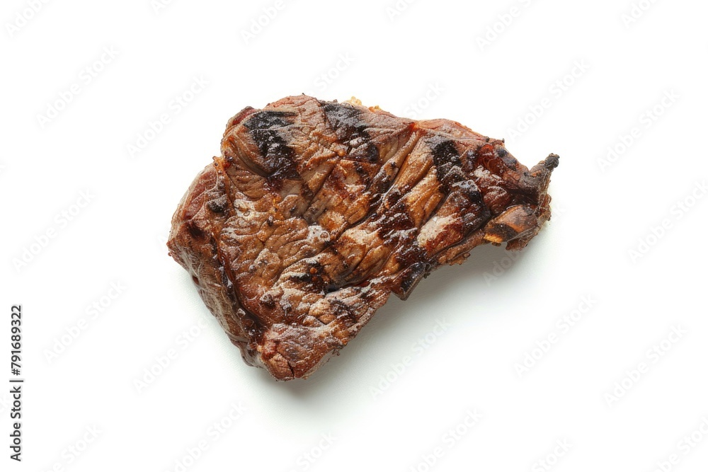 Juicy steak on a clean white background, ideal for food blogs or restaurant menus