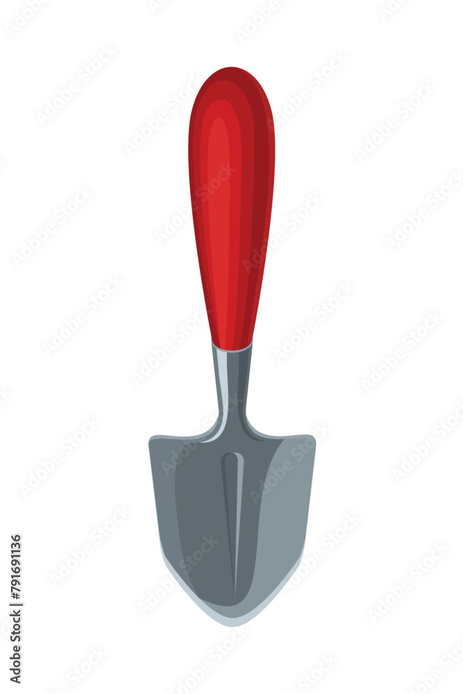 A spade, a small shovel for working in the garden and vegetable garden. Garden tools. A tool for loosening, digging, and planting plants. Vector illustration