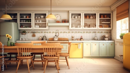 Classic Old Vintage Interior Kitchen Room