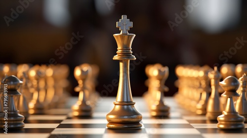 Close-up Chess Competition Game Board - Business Strategy Concept