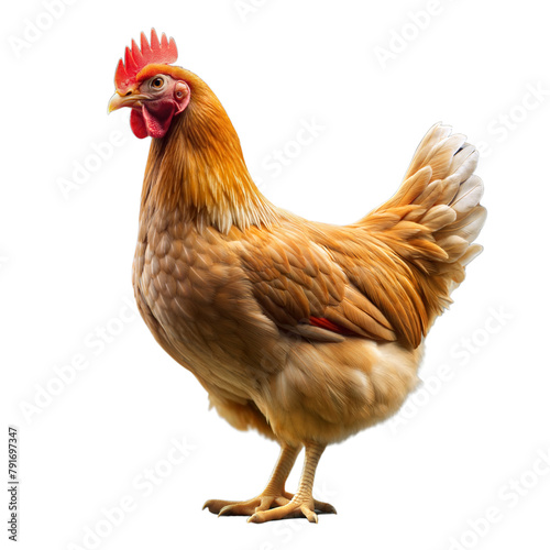Isolated golden brown hen standing on a clear background