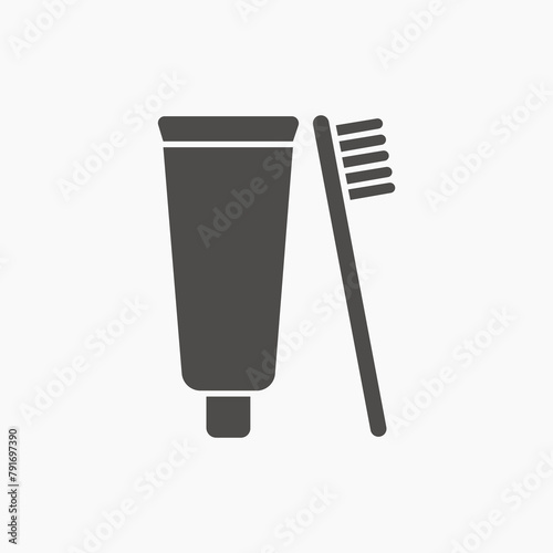 toothpaste, toothbrush icon vector. tooth, brush symbol sign