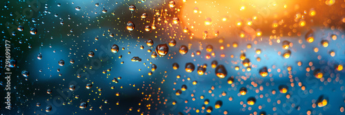 Water Droplets on Glass During Daytime, Glass sprinkled sticky with pieces of water in detail as surface or establishment