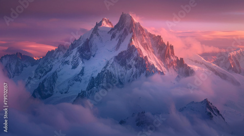 Aiguille du Midi mount in Mont Blanc massif view  photo