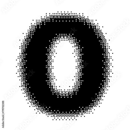 Black English Uppercase Letter O Pixel Bitmap