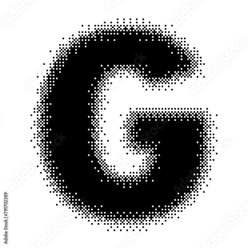 Black English Uppercase Letter G Pixel Bitmap