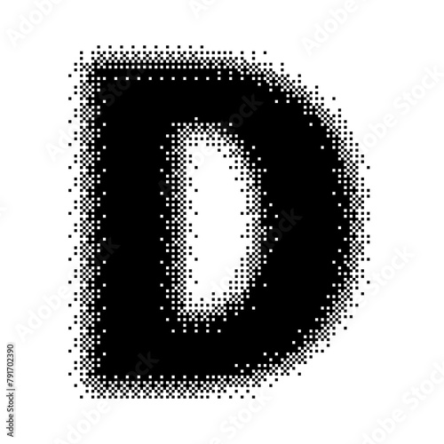 Black English Uppercase Letter D Pixel Bitmap