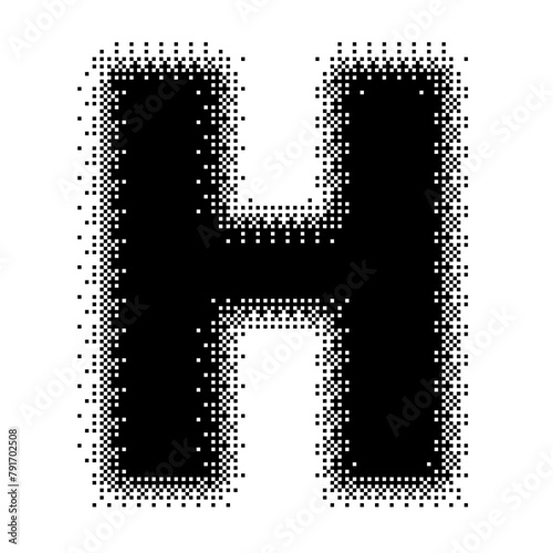 Black English Uppercase Letter H Pixel Bitmap