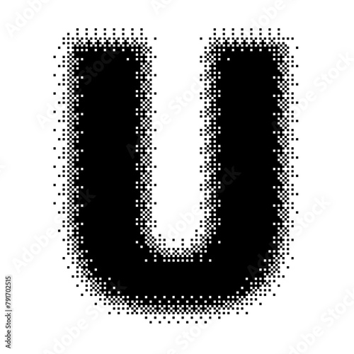 Black English Uppercase Letter U Pixel Bitmap