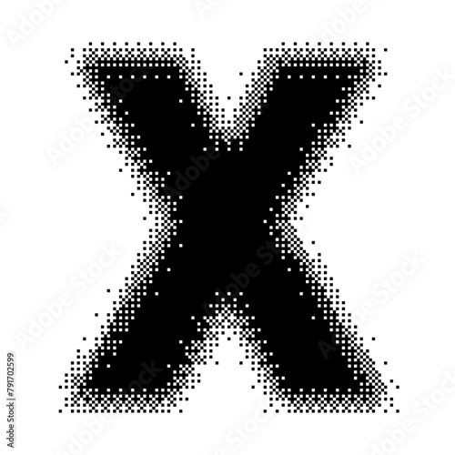 Black English Uppercase Letter X Pixel Bitmap
