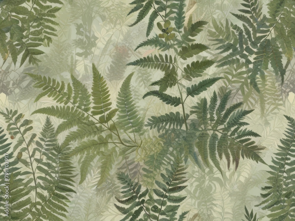  fern pattern , the lush foliage of these ancient plants.
