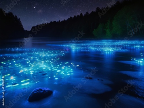  bioluminescence, where organisms emit light through chemical reactions within their bodies.