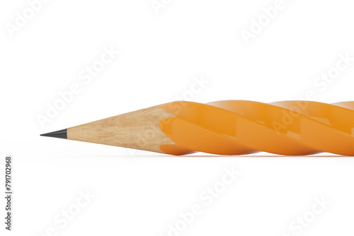 Abstract Yellow Wooden Pencil in Twist Shape. 3d Rendering