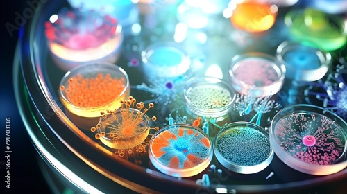 Colorful Variety of Microorganisms Inside Petri Dish