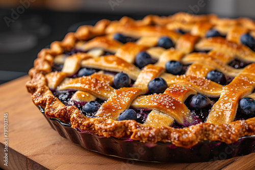 a pie with blueberries on top © VSTOCK