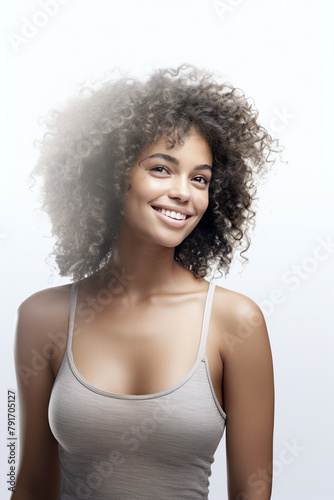 happy african american woman, isolated portrait