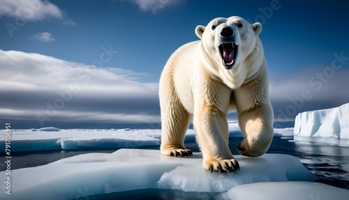 A polar bear walks on pack ice