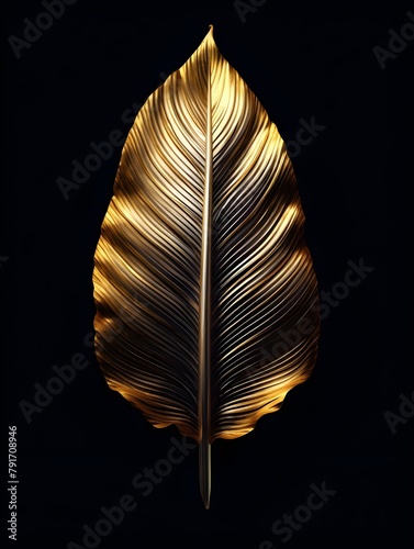 a gold leaf with black background