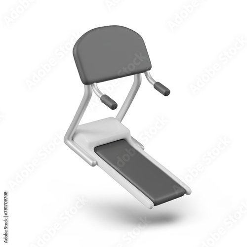 Realistic treadmill in inclined position. Modern sports equipment for home and sports club