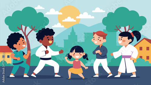 In a disadvantaged neighborhood children learn martial arts as a means of selfdefense and personal growth breaking the cycle of violence and photo