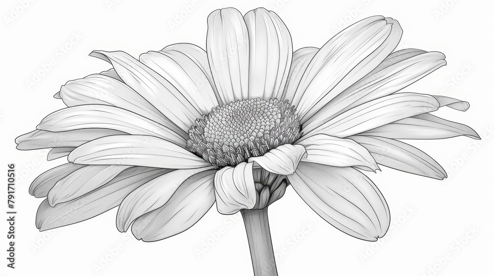 Flowers: A daisy, with its simple, cheerful petals and center, perfect for young colorists - obrazy, fototapety, plakaty 