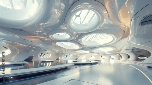 A futuristic 3D interpretation of an abstract school environment AI generated illustration