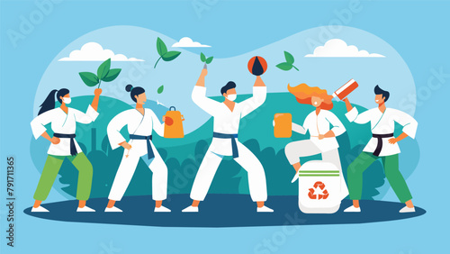 A community of martial arts practitioners organizing a campaign to reduce plastic waste in their neighborhood.