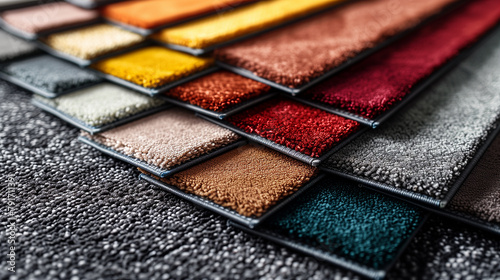 Choosing flooring material color from carpet samples