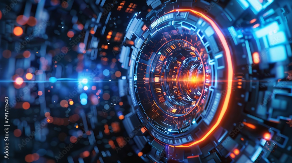 Fototapeta premium A futuristic and imaginative 3D render of technology and progress AI generated illustration