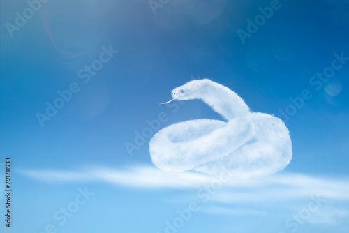 The Snake clouds shape. The symbol of the year 2025 according to the Chinese calendar.