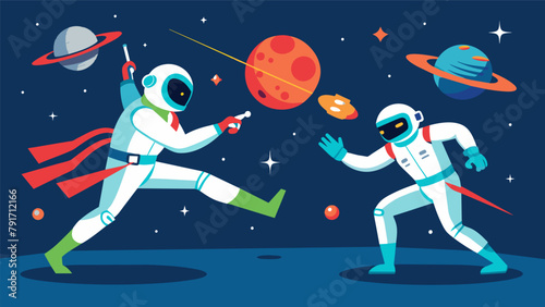 Rather than traditional weapons astronauts defend against alien attacks using their mastery of martial arts in a zerogravity battle.