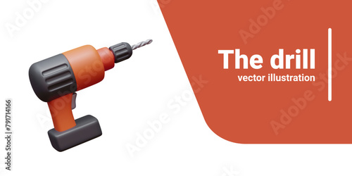 Cordless electric drill. Hand tool for drilling. Device for home and professional repair