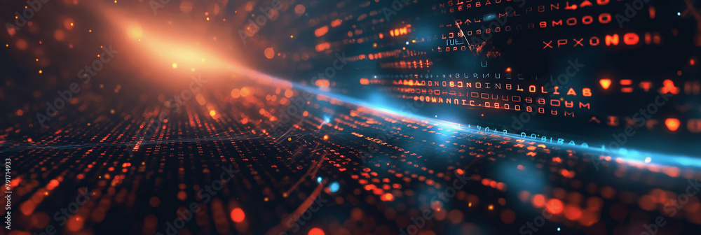 Fototapeta premium Futuristic technology wave with glowing particles
