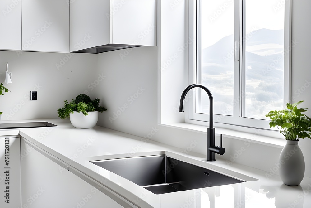 Fototapeta premium Modern minimalistic kitchen interior