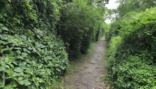 A dense wall of vegetation blocking the path upscaled 4