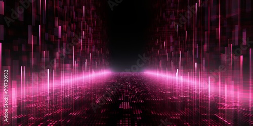 Pink binary code on dark, creating an atmosphere of data technology and cyber security. Focus on the binary number texture with copy space