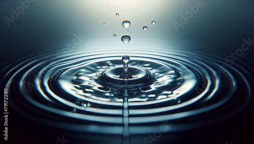 Gotas de agua cayendo sobre superficie y generando ondas concéntricas